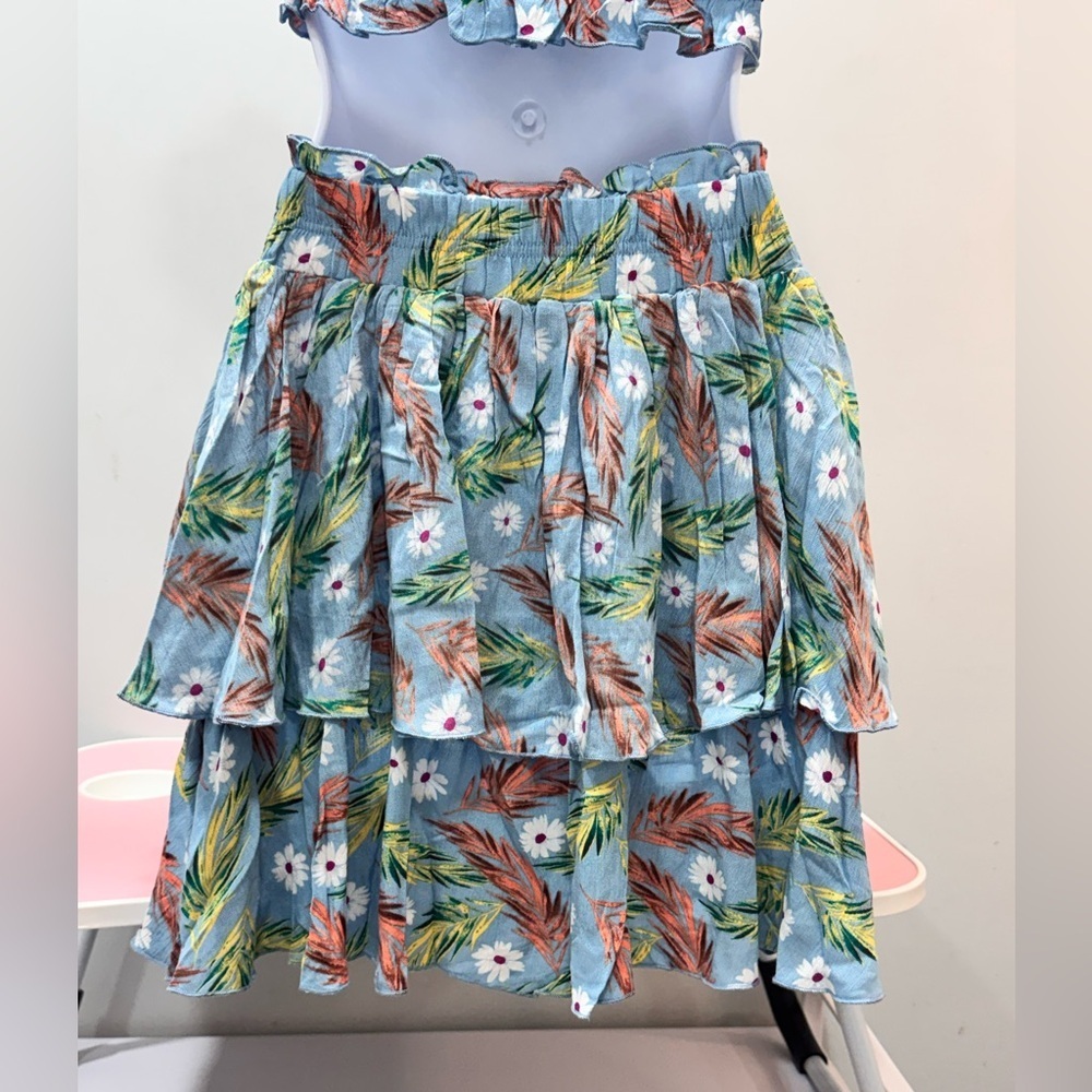 Illa Illa Floral Two Piece Set Size Small Boho Crop Top Skirt NWOT - Picture 5 of 12